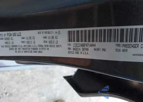 2015 Chrysler 200 Limited z USA, uszkodzony, nr VIN 1C3CCCAB8FN714044